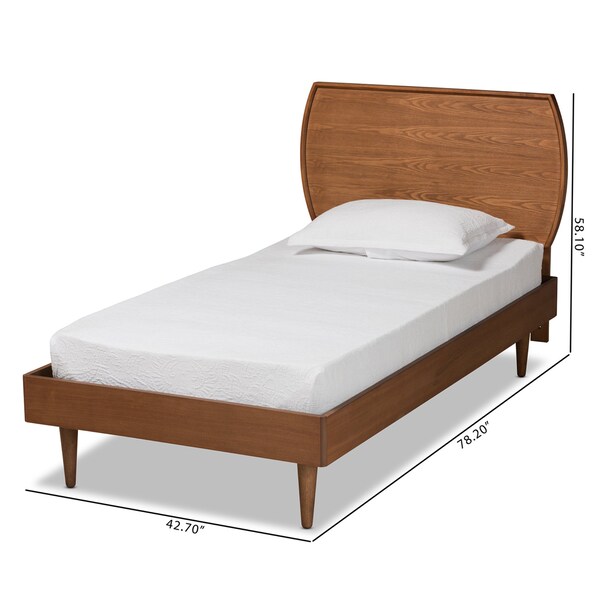Baxton Studio Yori Mid-Century Modern Walnut Brown Finished Wood Twin Size Platform Bed - 188-11112-11158-ZORO