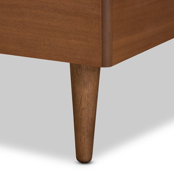 Baxton Studio Yori Mid-Century Modern Walnut Brown Finished Wood Twin Size Platform Bed - 188-11112-11158-ZORO