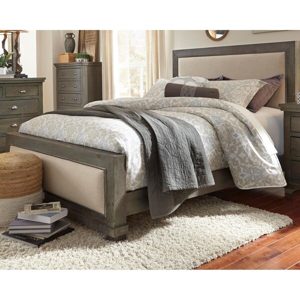 Progressive Furniture P600-80-81-78 Bedroom Slat Bed, Distressed Dark Grey - King Size - P600-80/81/78