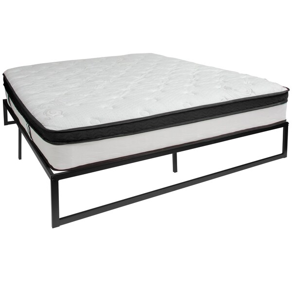 Flash Furniture King Platform Bed Frame and 12" Mattress Set - XU-BD10001-12MFM-K-GG