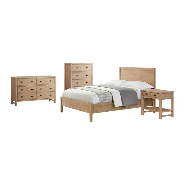 Alaterre Furniture Arden 4-Piece Wood Bedroom Set with Queen Bed, 2-Drawer Nightstand with open shelf, Chest, Dresser - ANAN02343029