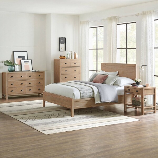 Alaterre Furniture Arden 4-Piece Wood Bedroom Set with Queen Bed, 2-Drawer Nightstand with open shelf, Chest, Dresser - ANAN02343029