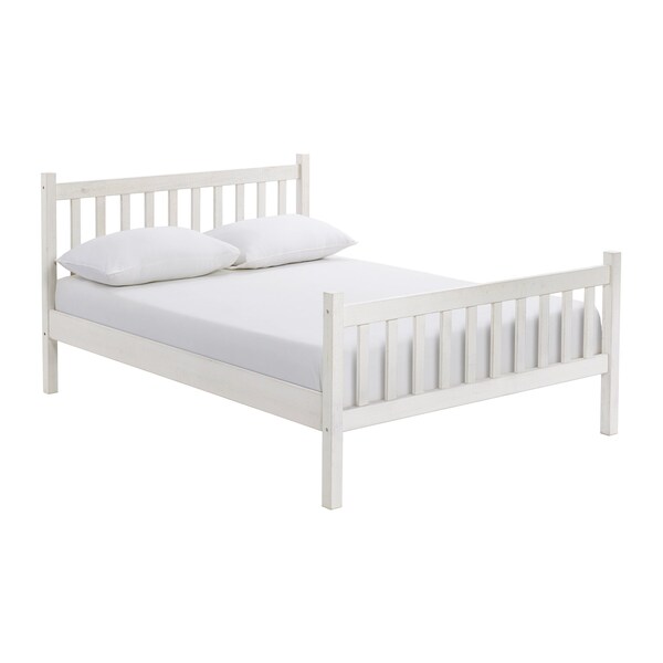 Alaterre Furniture Windsor Wood Slat Full Bed, Driftwood White - ANWI2031