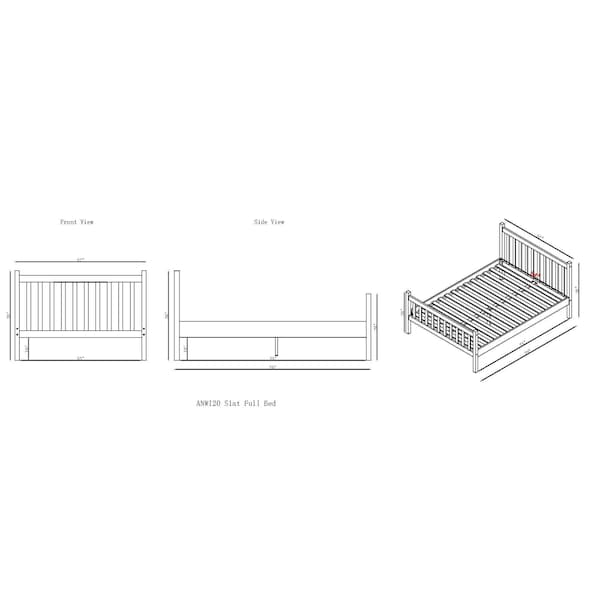 Alaterre Furniture Windsor Wood Slat Full Bed, Driftwood White - ANWI2031