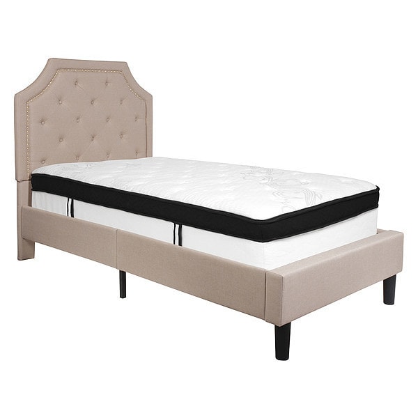Flash Furniture Twin Platform Bed Set, Beige - SL-BMF-1-GG