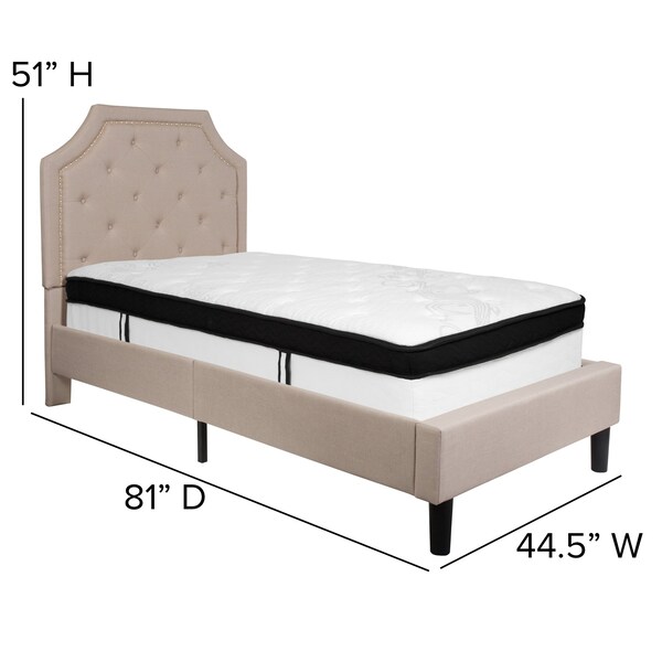 Flash Furniture Twin Platform Bed Set, Beige - SL-BMF-1-GG