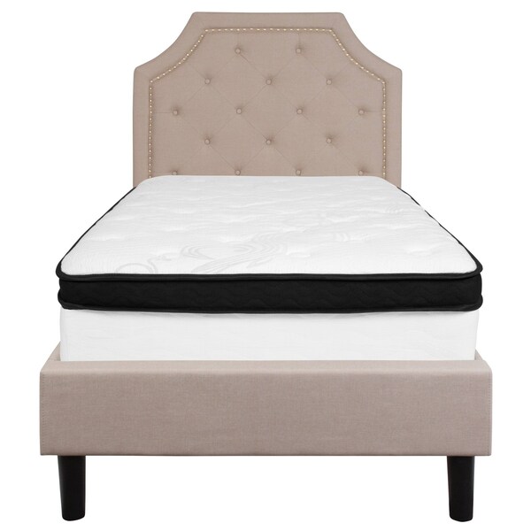 Flash Furniture Twin Platform Bed Set, Beige - SL-BMF-1-GG