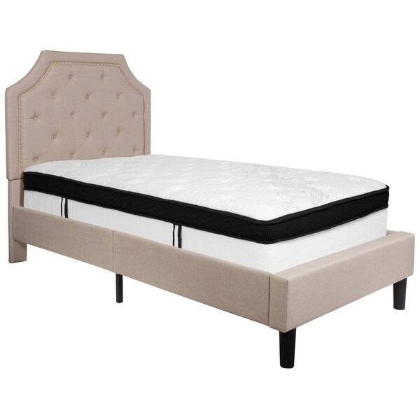 Flash Furniture Twin Platform Bed Set, Beige - SL-BMF-1-GG