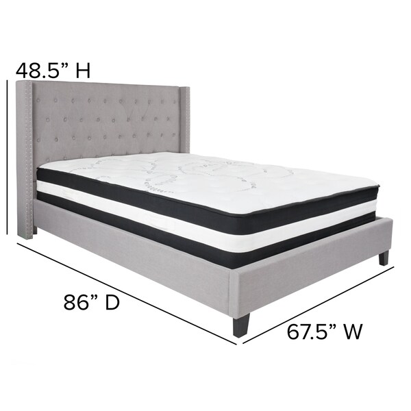 Flash Furniture Platform Bed Set, Riverdale, Queen, Gray - HG-BM-43-GG