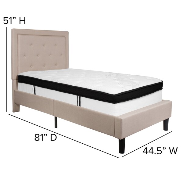 Flash Furniture Twin Platform Bed Set, Beige - SL-BMF-17-GG