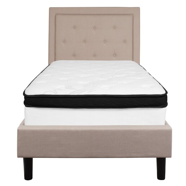Flash Furniture Twin Platform Bed Set, Beige - SL-BMF-17-GG