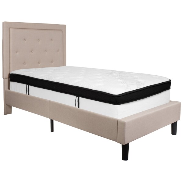Flash Furniture Twin Platform Bed Set, Beige - SL-BMF-17-GG