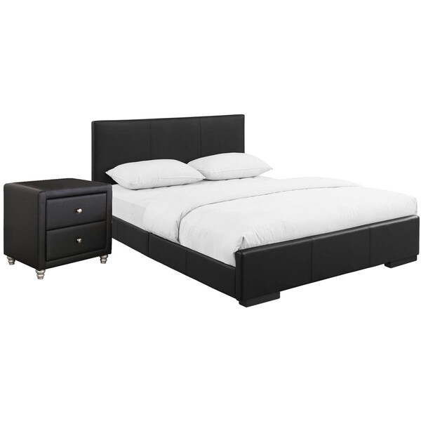 Camden Isle in. indes Upholstered Platform Bed in Black with 1 Nightstand, Twin Size - 80.5 x 41.7 x 34.8 in. - 86363