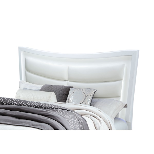 Global Furniture Usa Contemporary Glam Glitter, Mirrored Collete White King Bed - 4608