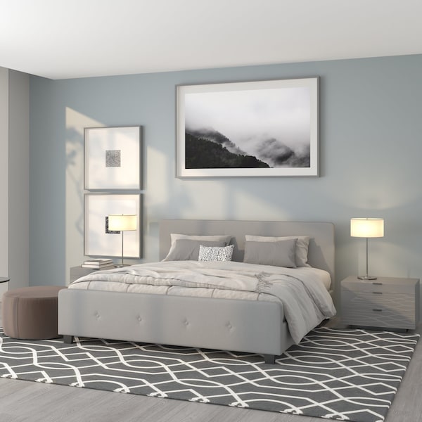 Flash Furniture Platform Bed, Tribeca, King, Light Gray - HG-28-GG