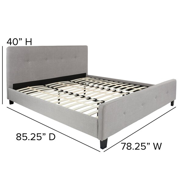 Flash Furniture Platform Bed, Tribeca, King, Light Gray - HG-28-GG