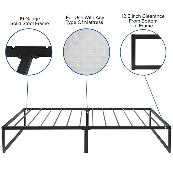 Flash Furniture Twin Platform Bed Frame and 12" Mattress Set - XU-BD10001-12MFM-T-GG