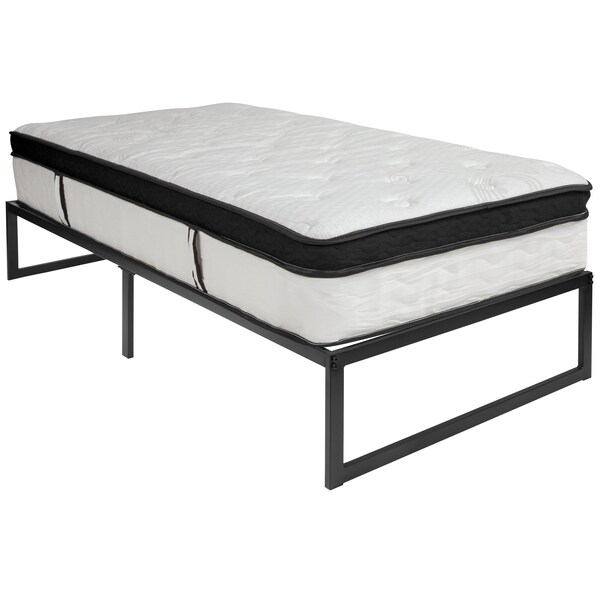 Flash Furniture Twin Platform Bed Frame and 12" Mattress Set - XU-BD10001-12MFM-T-GG