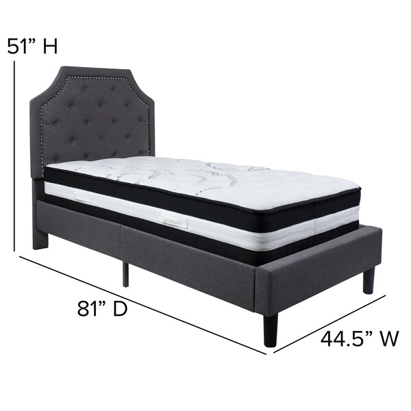 Flash Furniture Brighton Twin Platform Bed Set, Dark Gray - SL-BM-13-GG