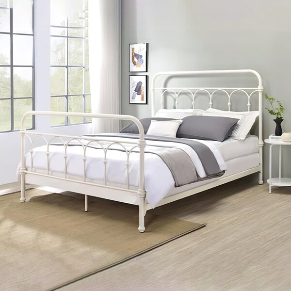 Acme Metal Full Bed with Spindle Headboard and Footboard in White - ER-0117WH