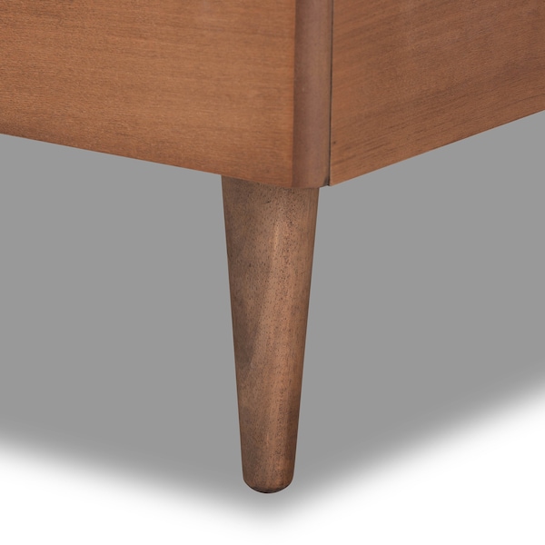Baxton Studio Saul Mid-Century Light Grey Fabric Upholstered and Walnut Brown Finished Wood Platform Bed-Twin - 191-11522-11158-ZORO