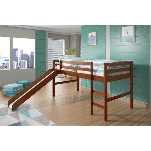 Fixturesfirst PD-750TE Twin Size Loft with Slide in Light Espresso - FI480573