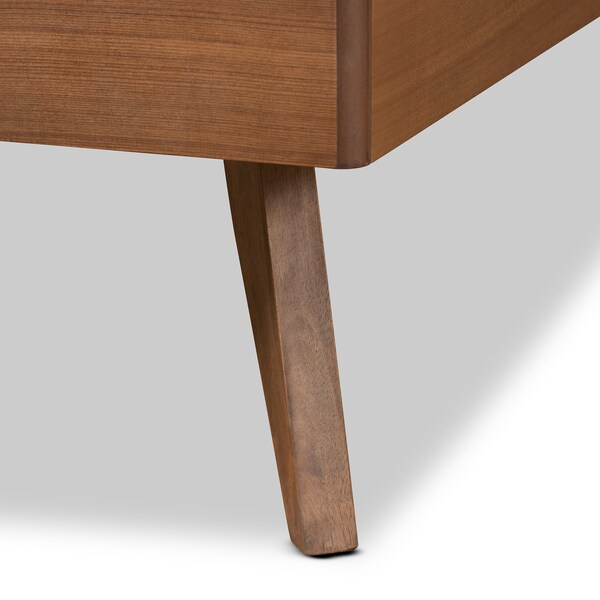 Baxton Studio Noela Mid-Century Modern Walnut Brown Finished Wood Twin Size Platform Bed - 186-11138-11159-ZORO