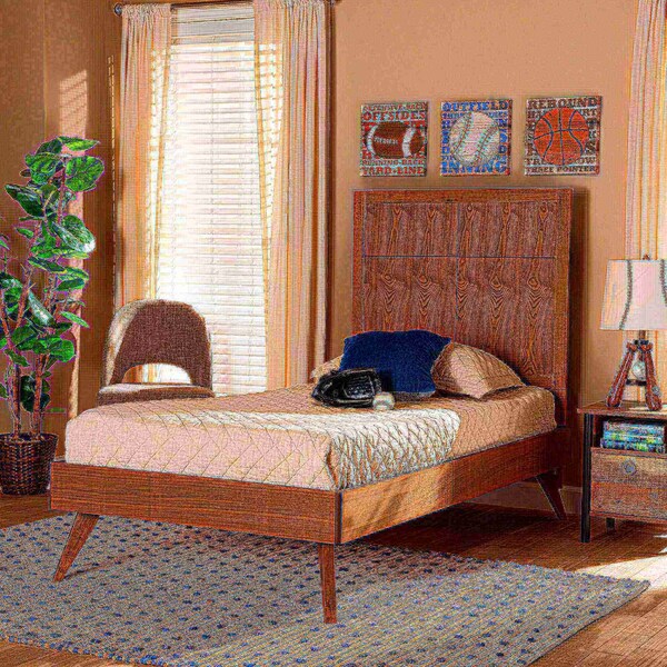 Baxton Studio Noela Mid-Century Modern Walnut Brown Finished Wood Twin Size Platform Bed - 186-11138-11159-ZORO