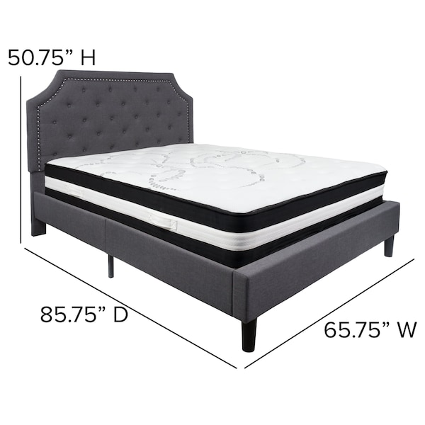 Flash Furniture Brighton Queen Platform Bed Set, Drk Gry - SL-BM-15-GG