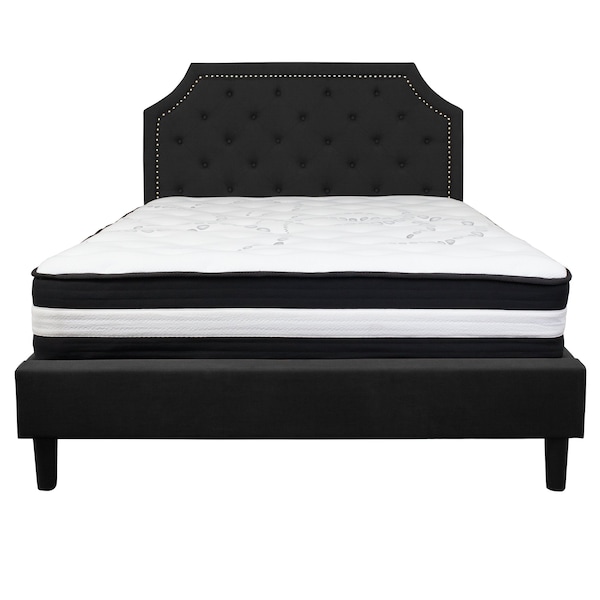 Flash Furniture Brighton Queen Platform Bed Set, Black - SL-BM-7-GG
