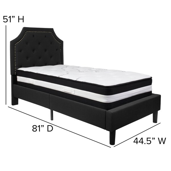 Flash Furniture Brighton Twin Platform Bed Set, Black - SL-BM-5-GG