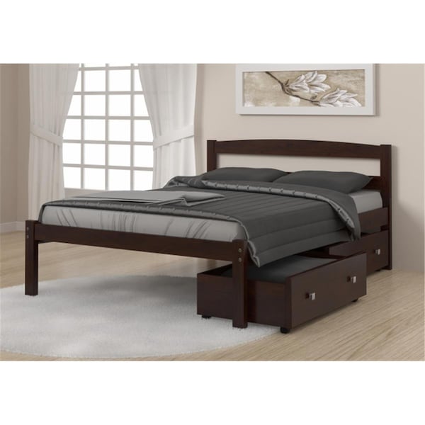 Fixturesfirst PD-575FCP-505CP Full Size Econo Bed with Dual Under Bed Drawers in Dark Cappuccino - FI3175087