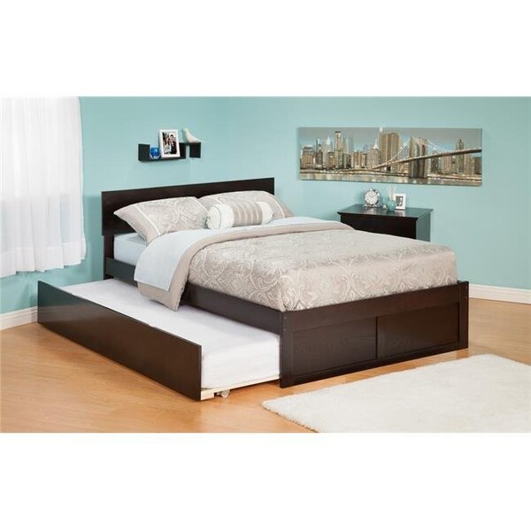 Atlantic Furniture Atlantic Furniture AR8122011 Orlando Twin Bed with Flat Panel Foot Board and Urban Trundle Bed in an Espresso Finish - AR8122011