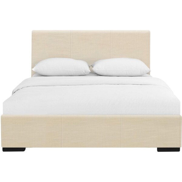 Gfancy Fixtures 34.8 x 56.7 x 80.5 in. Beige Upholstered Full Size Platform Bed - GF3657977