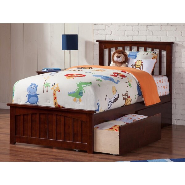 Atlantic Furniture Mission Match Foot Board with Urban Bed Drawers, Antique Walnut - Twin Extra Large - AR8716114