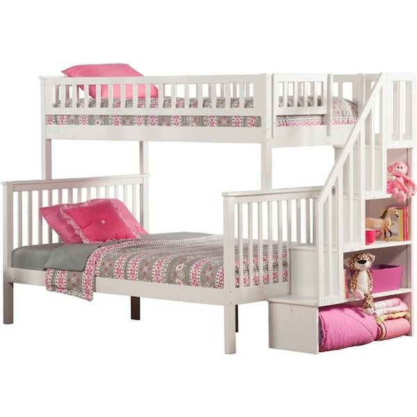 Atlantic Furniture Atlantic Furniture AB56702 Woodland Staircae Bunk Bed; White - Twin & Full - AB56702
