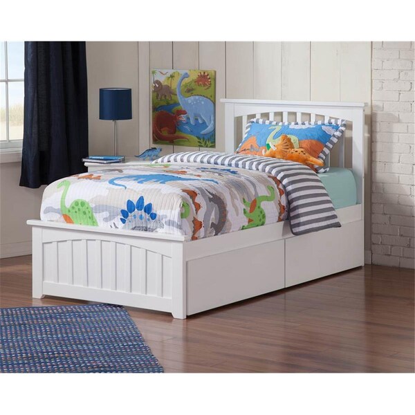 Atlantic Furniture Mission Matching Foot board with Urban Bed Drawer x 1 - White, Twin - AR8726112