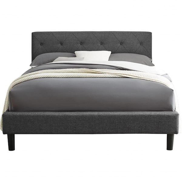 Gfancy Fixtures 41 x 64.6 x 87.6 in. Gray Queen Size Platform Bed - GF3645127