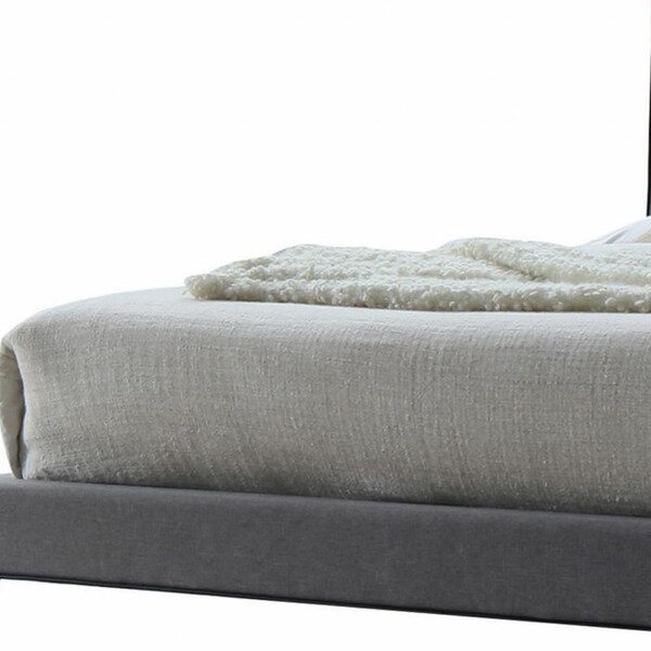 Homeroots 46 x 89 x 69 in. Valda Queen Size Bed Light Gray Fabric - 285879