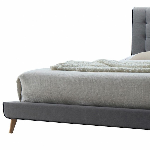 Homeroots 46 x 89 x 69 in. Valda Queen Size Bed Light Gray Fabric - 285879