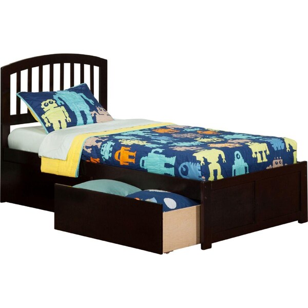 Atlantic Furniture Richmond Flat Panel Foot Board with Urban Bed Drawers, Espresso - Twin Extra Large - AR8812111