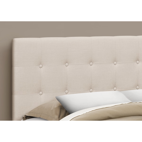 Monarch Specialties Bed, Headboard Only, Queen Size, Bedroom, Upholstered, Linen Look, Beige, Transitional - I 6004Q