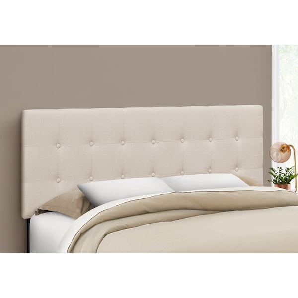 Monarch Specialties Bed, Headboard Only, Queen Size, Bedroom, Upholstered, Linen Look, Beige, Transitional - I 6004Q