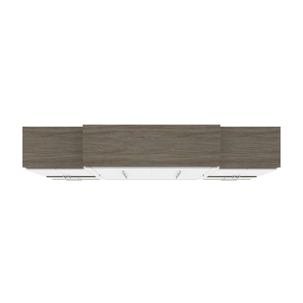 Bestar Orion 124W Queen Murphy Bed and 2 Storage Cabinets with Pull-Out Shelves (125W), White & Walnut Grey - 116870-000017