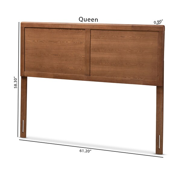 Baxton Studio Raya Mid-Century Walnut Brown Finished Wood Queen Size Headboard - 156-9420