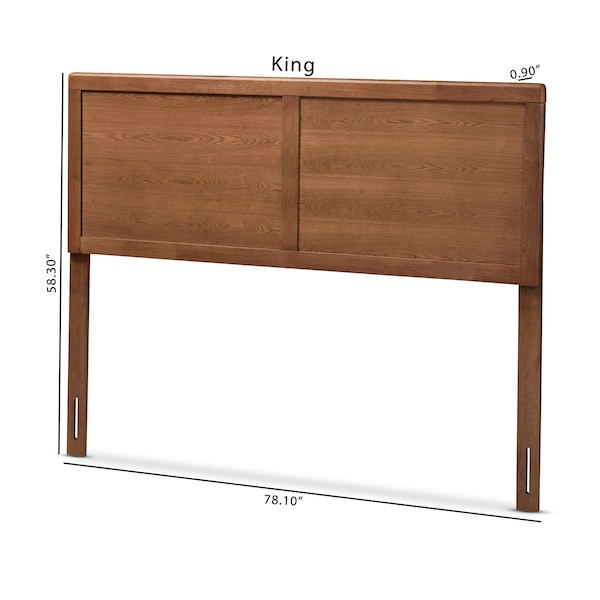 Baxton Studio Raya Mid-Century Walnut Brown Finished Wood Queen Size Headboard - 156-9420