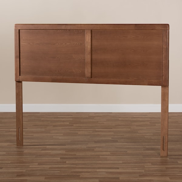 Baxton Studio Raya Mid-Century Walnut Brown Finished Wood Queen Size Headboard - 156-9420