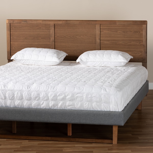 Baxton Studio Raya Mid-Century Walnut Brown Finished Wood King Size Headboard - 156-9421