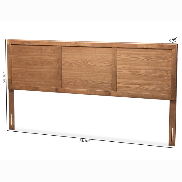 Baxton Studio Raya Mid-Century Walnut Brown Finished Wood King Size Headboard - 156-9421