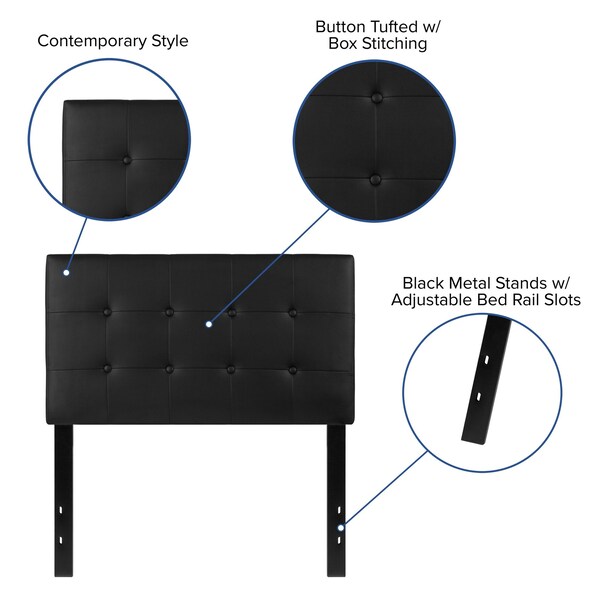Flash Furniture Headboard, Twin Size, Black Vinyl - HG-HB1705-T-BK-GG